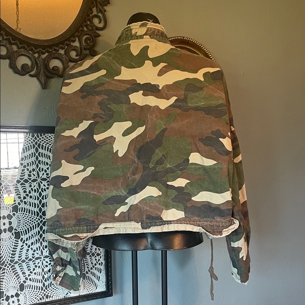 Forever 21 Women's Camouflage Utility Jacket with Star Patches - Green/Brown - Picture 2 of 6